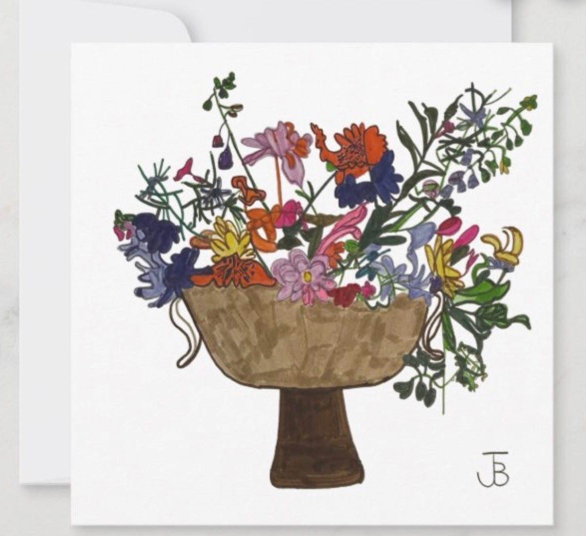 Square Flat Floral Notecard Set